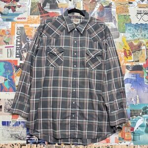 ELY Cattleman Big Man Plaid Snap Front Western Shirt 3XL Big Tall